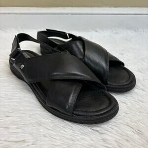 Pikolinos Moraira Black Leather Slingback Sandals Size EU 40 US 9-9.5